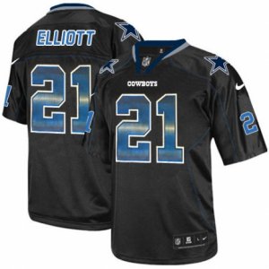 Mens Nike Dallas Cowboys #21 Ezekiel Elliott Elite Lights Out Black Strobe NFL Jersey