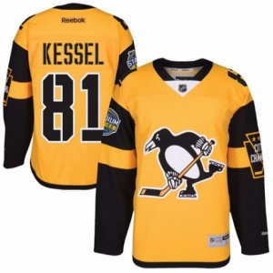 Mens Reebok Pittsburgh Penguins #81 Phil Kessel Authentic Gold 2017 Stadium Series NHL Jersey