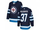 Youth Adidas Winnipeg Jets #37 Connor Hellebuyck Navy Blue Home Authentic Stitched NHL Jersey