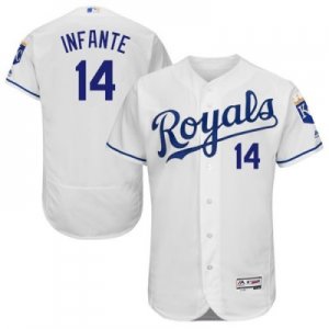 Kansas City Royals #14 Omar Infante White Flexbase Authentic Collection Stitched Baseball Jersey