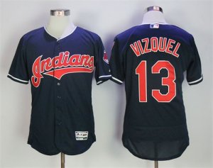 Indians #13 Omar Vizquel Navy Flexbase Jersey