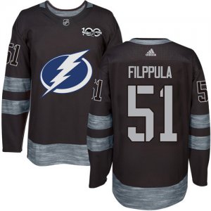 Tampa Bay Lightning #51 Valtteri Filppula Black 1917-2017 100th Anniversary Stitched NHL Jersey