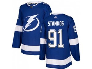 Youth Adidas Tampa Bay Lightning #91 Steven Stamkos Blue Home Authentic Stitched NHL Jersey