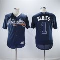 Braves #1 Ozzie Albies Navy Flexbase Jersey