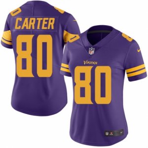 Women\'s Nike Minnesota Vikings #80 Cris Carter Limited Purple Rush NFL Jersey