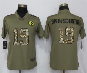 Nike Steelers #19 JuJu Smith-Schuster Olive Camo Women Salute To Service Limited Jersey