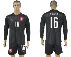 Czech #16 Koubek Black Long Sleeves Goalkeeper Soccer Country Jersey