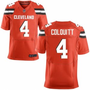 Mens Nike Cleveland Browns #4 Britton Colquitt Elite Orange Alternate NFL Jersey