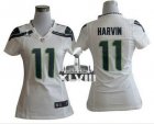 Nike Seattle Seahawks #11 Percy Harvin White Super Bowl XLVIII Women NFL Elite Jersey