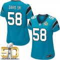Women Nike Panthers #58 Thomas Davis Sr Blue Alternate Super Bowl 50 Stitched Jersey