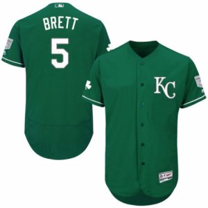 Men\'s Majestic Kansas City Royals #5 George Brett Green Celtic Flexbase Authentic Collection MLB Jersey