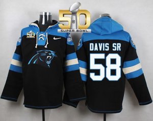 Nike Carolina Panthers #58 Thomas Davis Sr Black Super Bowl 50 Player Pullover NFL Hoodie