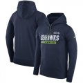 Men's Seattle Seahawks Nike Navy Sideline Team Name Performance Pullover Hoodie