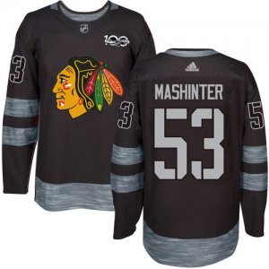 Mens Chicago Blackhawks #53 Brandon Mashinter Black 1917-2017 100th Anniversary Stitched NHL Jersey