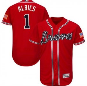 Braves #1 Ozzie Albies Red Flexbase Jersey