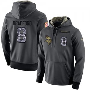 NFL Mens Nike Minnesota Vikings #8 Sam Bradford Stitched Black Anthracite Salute to Service Player Performance Hoodie