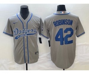 Men\'s Los Angeles Dodgers #42 Jackie Robinson Grey Cool Base Stitched Baseball Jersey1