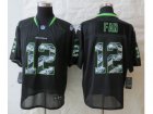 2014 Nike Seattle Seahawks #12 Fan Black Jerseys(Lights Out titched Elite)