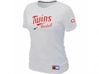 Women Minnesota Twins Nike White Short Sleeve Practice T-Shir