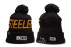 Steelers Team Logo Black 100th Season Pom Knit Hat YD
