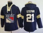 Mens New York Rangers #21 Derek Stepan Navy Blue Pullover Hoodie Stitched NHL Jersey