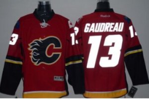 Calgary Flames #13 Johnny Gaudreau Red Reflective Version Stitched NHL Jersey