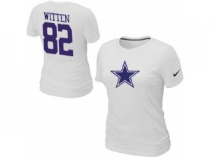 Women Nike Dallas Cowboys #82 WITTEN Name & Number T-Shirt White