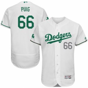 Men\'s Majestic Los Angeles Dodgers #66 Yasiel Puig White Celtic Flexbase Authentic Collection MLB Jersey