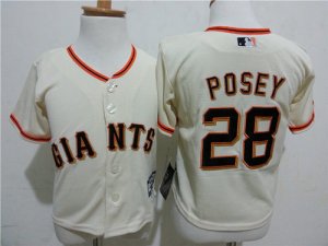 Giants #28 Buster Posey Cream Toddler Cool Base Jersey