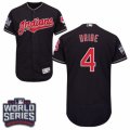 Mens Majestic Cleveland Indians #4 Juan Uribe Navy Blue 2016 World Series Bound Flexbase Authentic Collection MLB Jersey