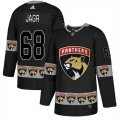 Panthers #68 Jaromir Jagr Black Team Logos Fashion Adidas Jersey