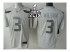 2015 Super Bowl XLIX Nike seattle seahawks #3 wilson New White Platinum jerseys[game]