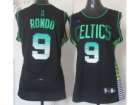 women nba boston celtics #9 rondo black[number green]