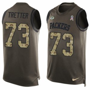 Mens Nike Green Bay Packers #73 JC Tretter Limited Green Salute to Service Tank Top NFL Jersey