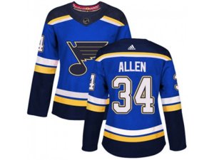 Women Adidas St. Louis Blues #34 Jake Allen Blue Home Authentic Stitched NHL Jersey