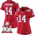 Womens Nike New England Patriots #14 Steve Grogan Elite Red Alternate Super Bowl LI 51 NFL Jersey