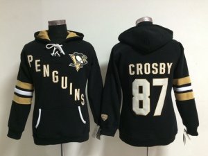 NHL Women Pittsburgh Penguins #87 Sidney Crosby black jerseys(Pullover Hoodie)