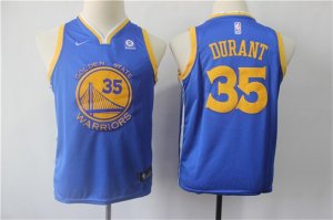 Warriors #35 Kevin Durant Blue Youth Nike Swingman Jersey