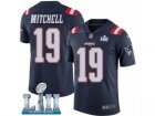 Men Nike New England Patriots #19 Malcolm Mitchell Limited Navy Blue Rush Vapor Untouchable Super Bowl LII NFL Jersey