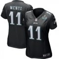 Nike Philadelphia Eagles #11 Carson Wentz Black Wo 2018 Super Bowl LII Game Jersey