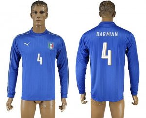 Italy #4 Darmain Blue Home Long Sleeves Soccer Country Jersey