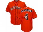 Mens Majestic Houston Astros #4 George Springer Authentic Orange Team Logo Fashion Cool Base MLB Jersey