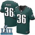 Men Nike Philadelphia Eagles #36 Jay Ajayi Green 2018 Super Bowl LII Elite Jersey