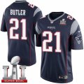 Mens Nike New England Patriots #21 Malcolm Butler Limited Navy Blue Team Color Super Bowl LI 51 NFL Jersey