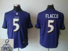 2013 Super Bowl XLVII NEW Baltimore Ravens 5 Joe Flacco Purple Jerseys (Limited)
