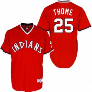 Men\'s Majestic Cleveland Indians #25 Jim Thome Authentic Red 1978 Turn Back The Clock MLB Jersey