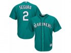 Mens Majestic Seattle Mariners #2 Jean Segura Replica Teal Green Alternate Cool Base MLB Jersey