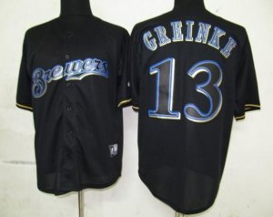 mlb milwaukee brewers #13 greinke black fashion