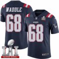 Mens Nike New England Patriots #68 LaAdrian Waddle Limited Navy Blue Rush Super Bowl LI 51 NFL Jersey