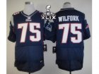 2015 Super Bowl XLIX Nike NFL New England Patriots #75 Vince Wilfork Blue Jerseys(Elite)